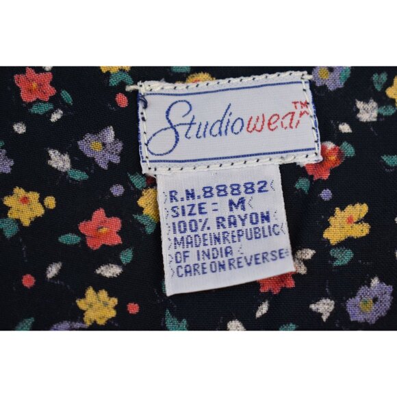 Vintage 90's Studio Wear Blue Floral Romper M - Picture 4 of 6